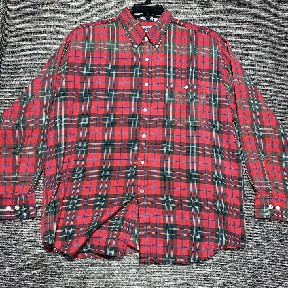 Hemingway Point Button Up Shirt Men's XL Red Plaid Long Sleeve